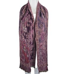 Eyeful Paisley Floral Burgundy Fringe Women's Scarf L 72" W/Fringe X W 14"